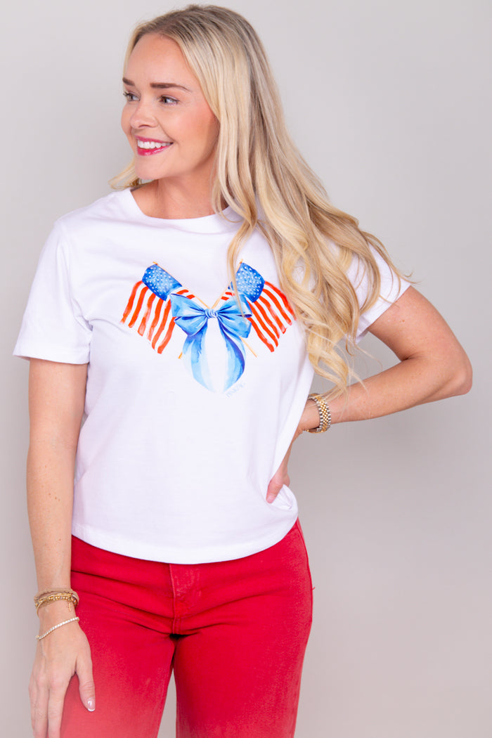 Stars, Stripes, and Bow Graphic Tee - FINAL SALE