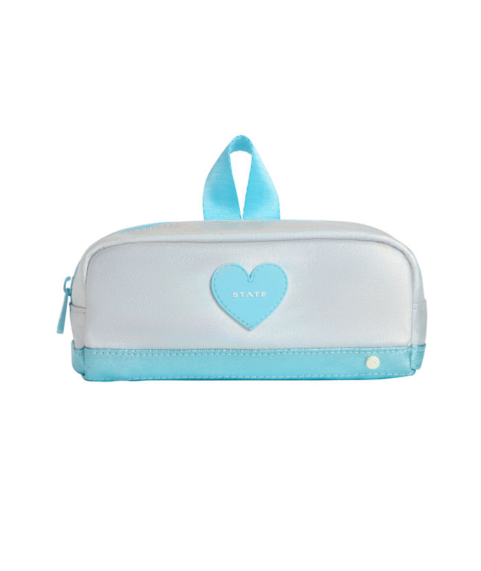 State Bags Clinton Pencil Case Blue Iridescent Heart Accessories State bags Blue