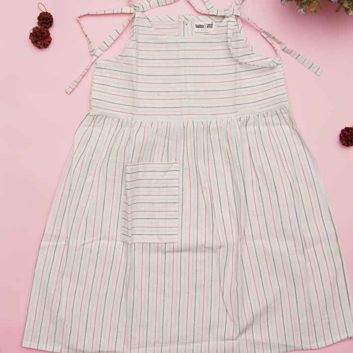 Striped Sleeveless Girls Frock with adjustable strap (1-7 Years)