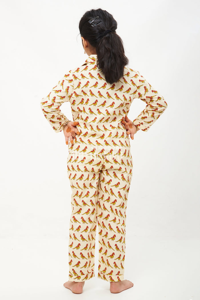 The Nesavu Night Dress Summer Ready Pure Cotton Co-Ord Set for Girls with Jaipur Hand Block Print Nesavu