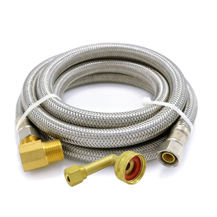 Supply Line , 60" , Dishwasher , 3/8" x 3/8" with Brass Elbow , Stainless Steel