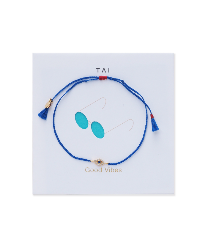 TAI Bracelet Card Gold/Blue Evil Eye Distressed/seasonal accessories TAI Gold