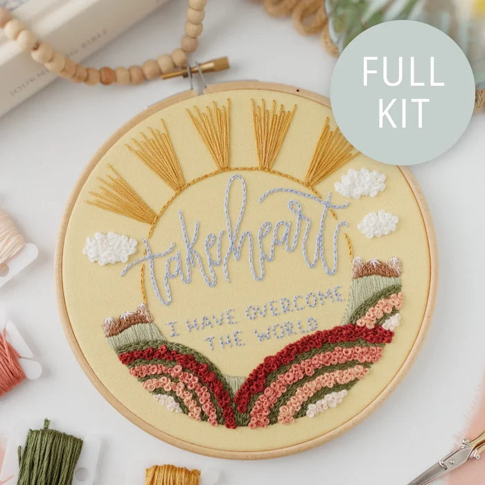 “Take Heart, I Have Overcome the World” Embroidery Kit