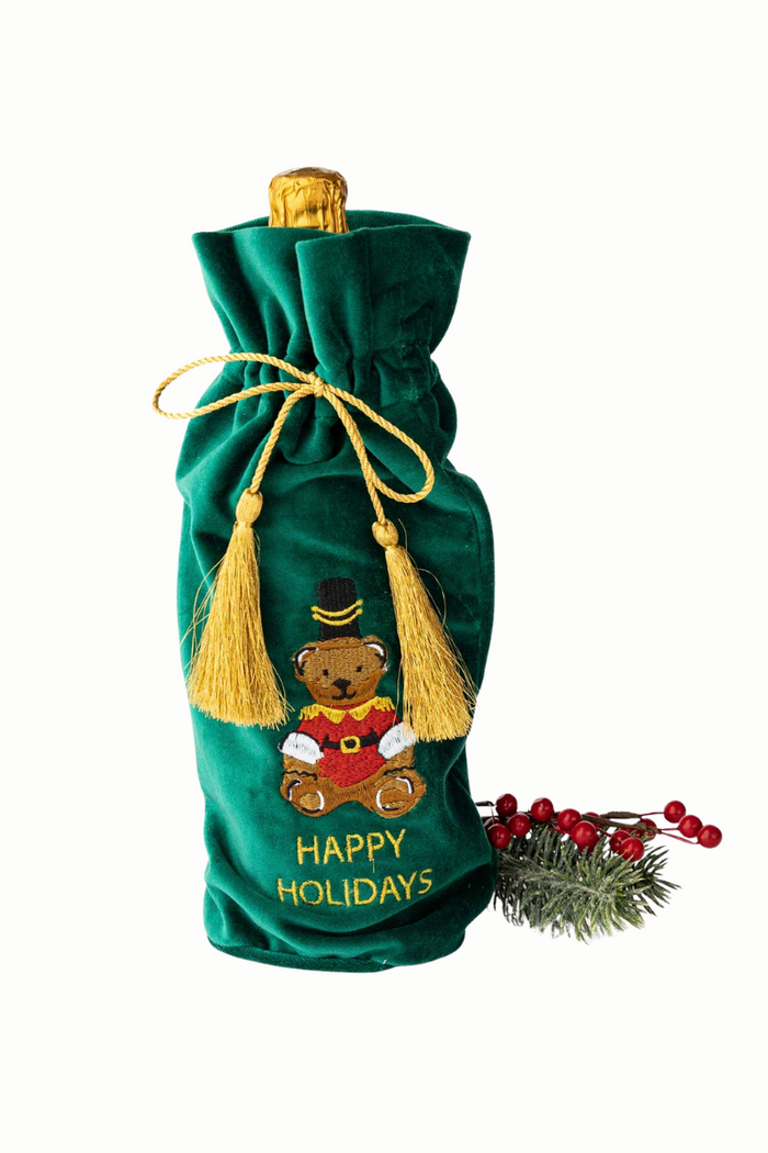 Teddy Bear Embroidered Wine Bag