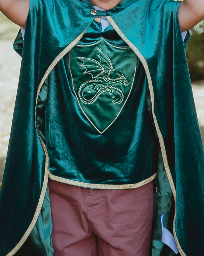 Green velvet dragon tabard for kids - third view