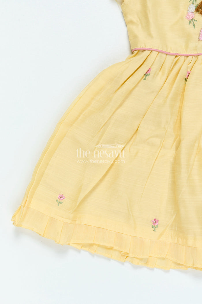The Nesavu Girls Chanderi Frock Traditional Frock for Baby Girls for Festive Rituals and Temple Visits Nesavu Nesavu chanderi cotton frock baby girls embroidery festive rituals family occasions
