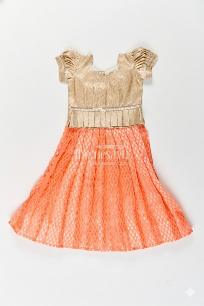 The Nesavu Pattu Pavadai Traditional Pattu Pavadai for Baby Girls for Festivals and First Celebrations Nesavu 18 (2Y) / Cream GPP321A-18 Nesavu baby girl pattu pavadai sequin yoke jacquard skirt ideal festivals traditional events