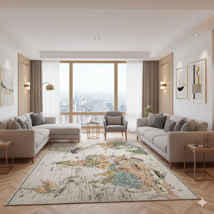 Travel Poster Map Area Rug