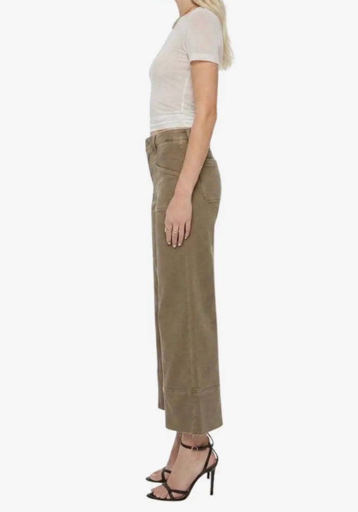 Tummy Control High Rise Slim Crop Palazzo Jeans | Taupe