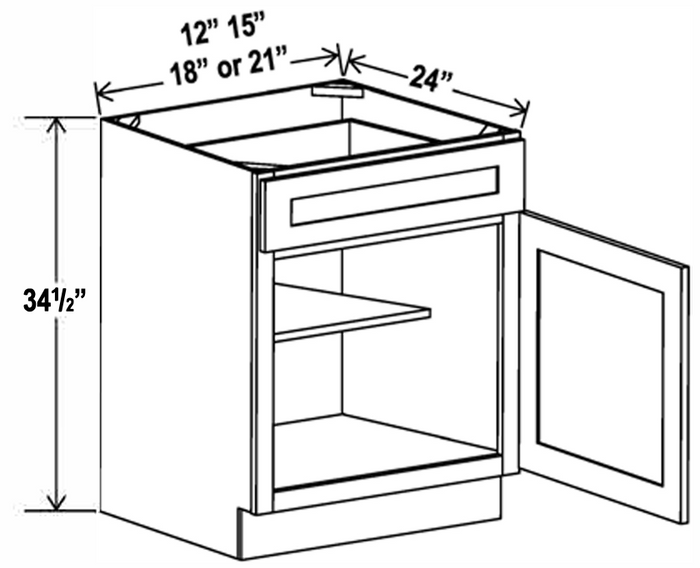Vanity Base , 12" , Shaker , Wood Grey