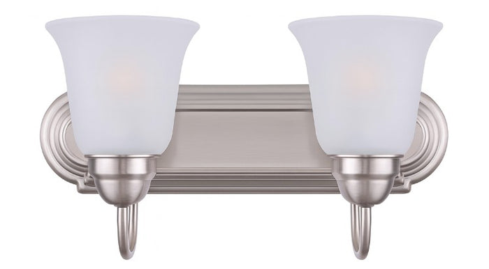 Vanity Light , 2 Light , Frosted Bell Glass Shade , Brushed Nickel