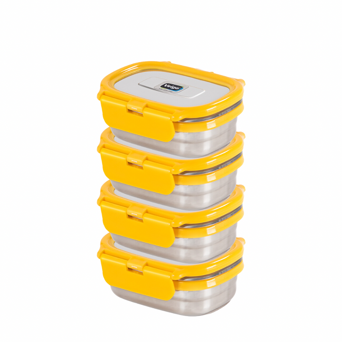Veigo Chutney & Condiment Stainless Steel Storage Dabbi - Set of 4 (All Ages)