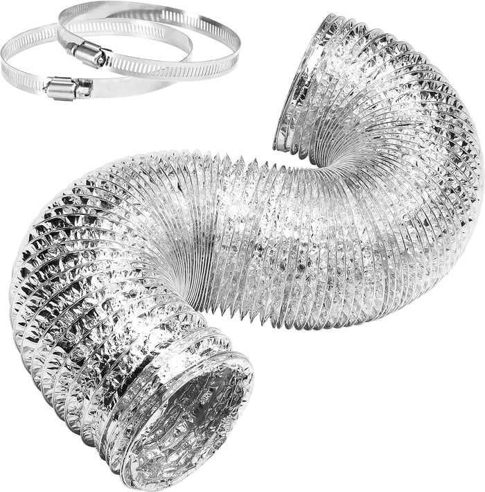 Vent , 96"x 4", Dryer , Flexible Foil Duct with Clamps