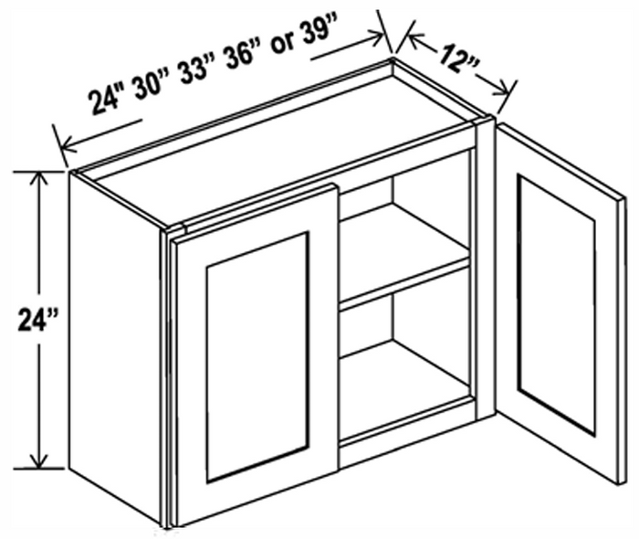 Wall Cabinet , 36" x 24" , Shaker , Wood White