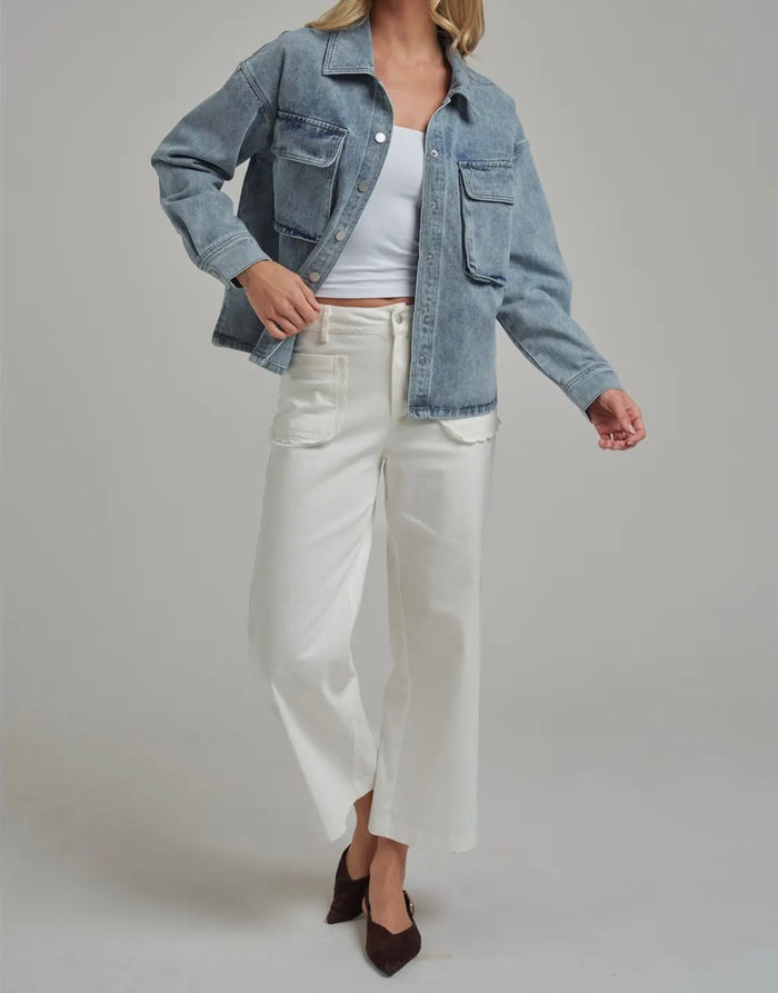 Washed Front Pocket Denim Shacket