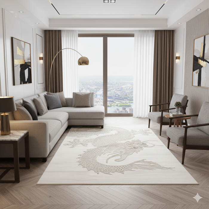 White Jade Dragon Area Rug