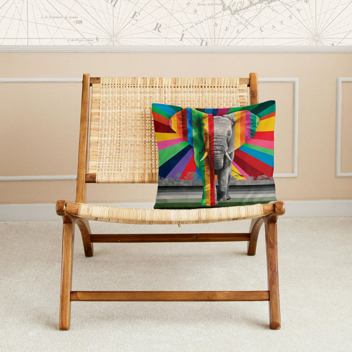 Wildlife In Color Pillow Cover - Elephant