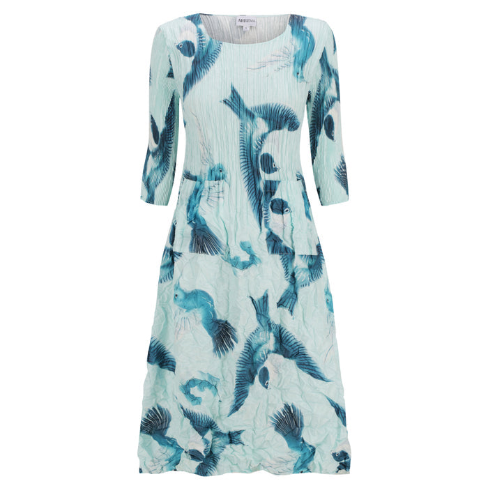 3/4 Sleeve Smash Pocket Dress - Prints