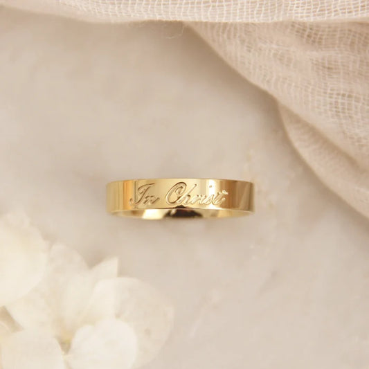 4mm Script Band Ring- In Christ (Gold)
