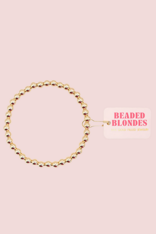 5MM Gold Beaded Bracelet- S/M