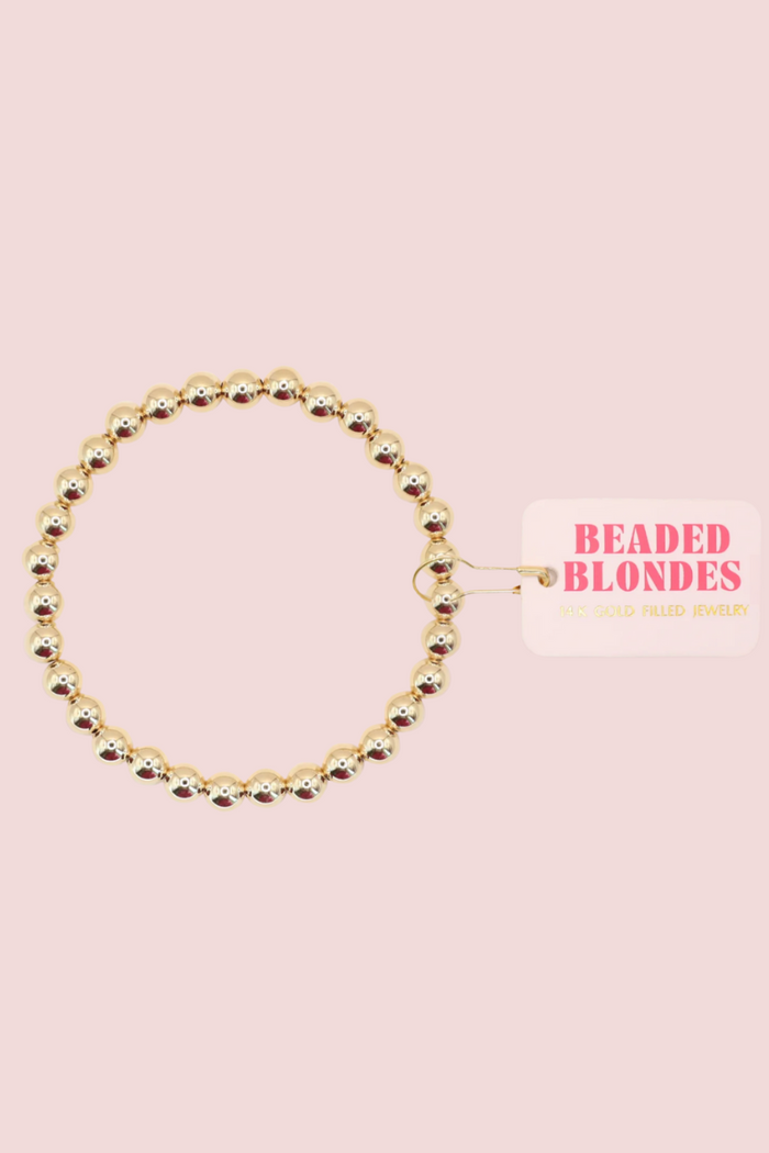 6MM Gold Beaded Bracelet- S/M