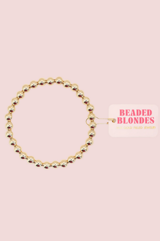 6MM Gold Beaded Bracelet- S/M
