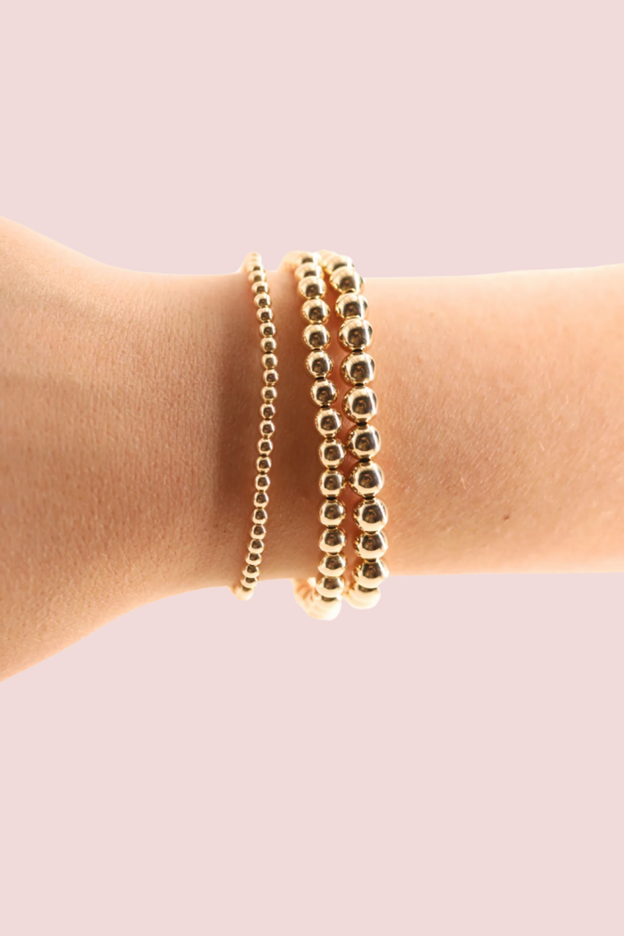6MM Gold Beaded Bracelet- S/M