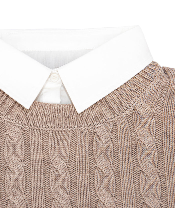 8apart Women Bronwyn Collared Cable Sweater Womens Casual Tops 8apart