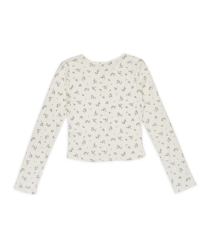 8apart Women Hayes Blue Floral Pointelle Button Down Cardigan Distressed/seasonal womens 8apart