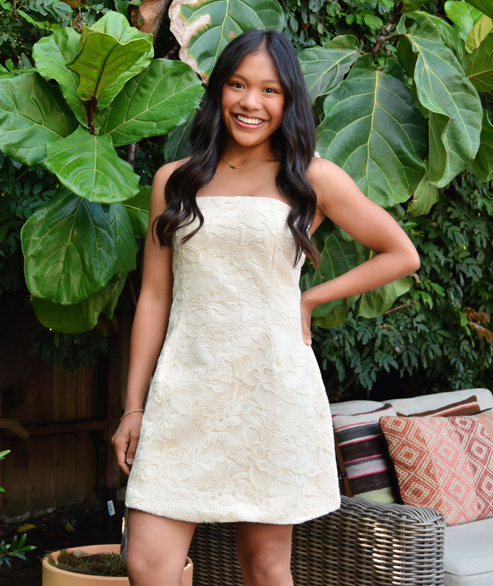 8apart Women Hepburn Strapless Lace Mini Dress Distressed/seasonal womens 8apart