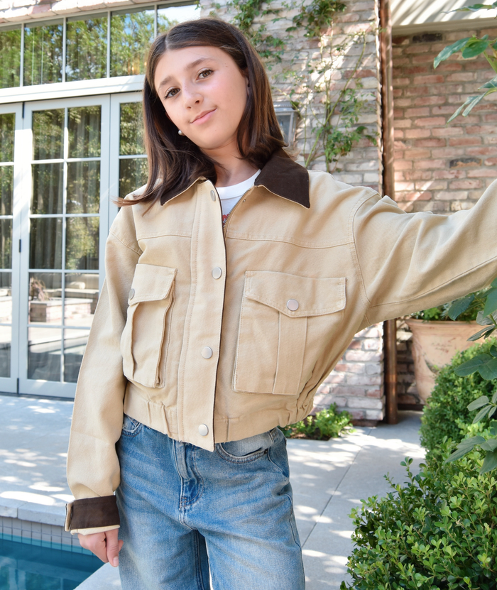 8apart Women Korey Cropped Khaki Jacket Distressed/seasonal womens 8apart