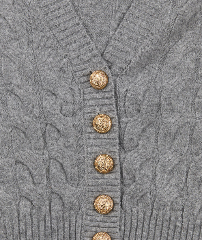 8apart Women Maisie Cable Cardigan Grey Womens Casual Tops 8apart