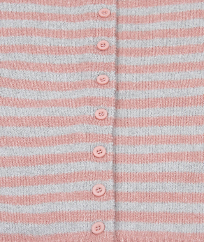8apart Women Morgan Pink/Grey Striped Sweater Womens Casual Tops 8apart