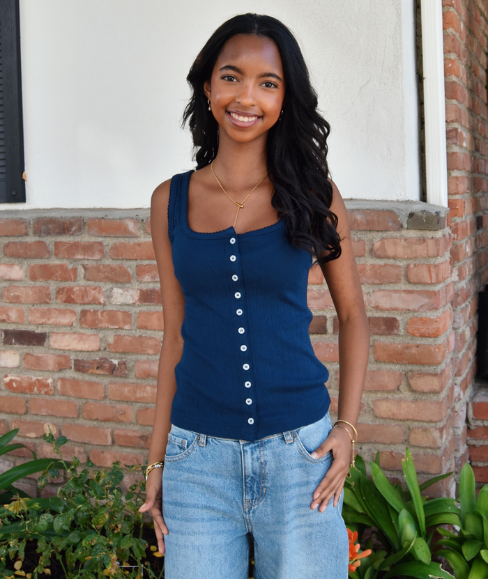 8apart Women Paxton Pointelle Button Down Tank Distressed/seasonal womens 8apart
