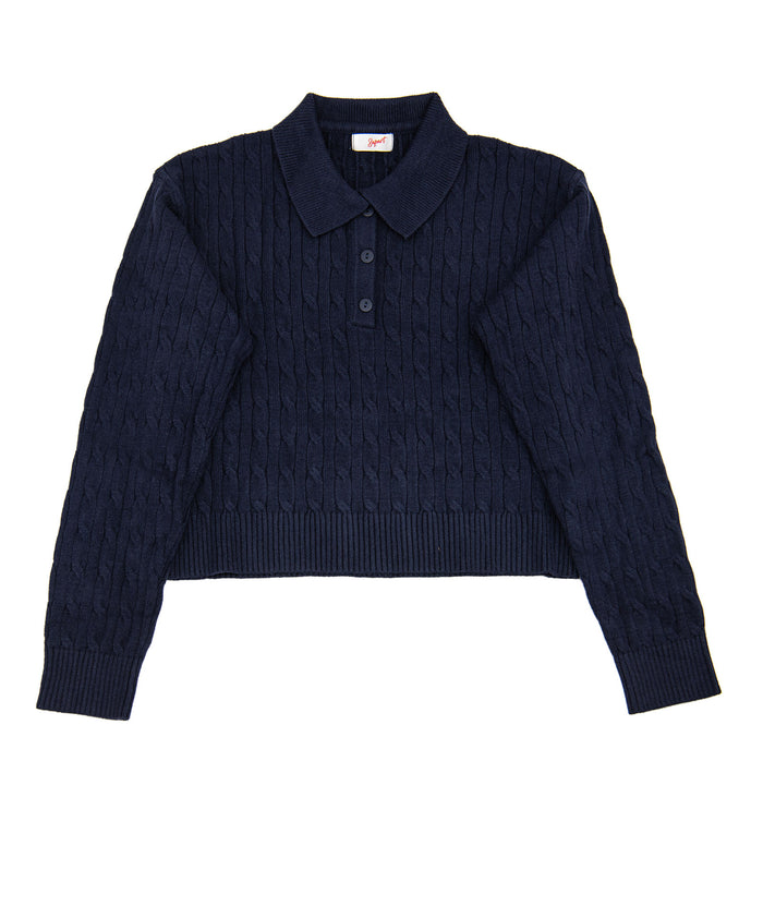 8apart Women Ridley Collar Crop Sweater Womens Casual Tops 8apart Navy Juniors/Women S/M