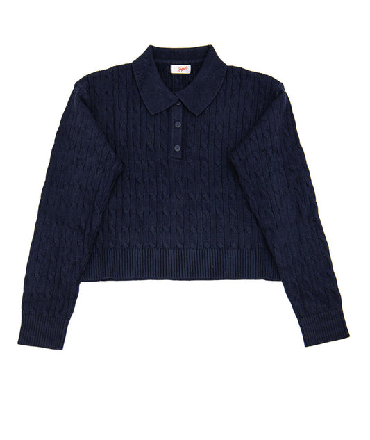 8apart Women Ridley Collar Crop Sweater Womens Casual Tops 8apart Navy Juniors/Women S/M