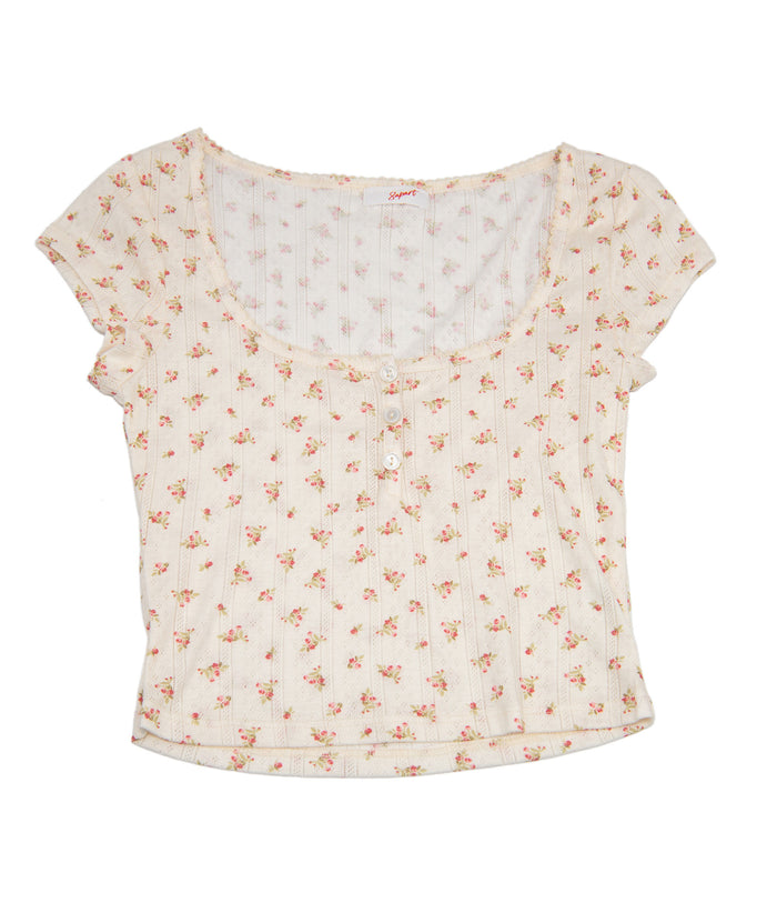 8apart Women Tommie Red Floral Baby Tee Distressed/seasonal womens 8apart