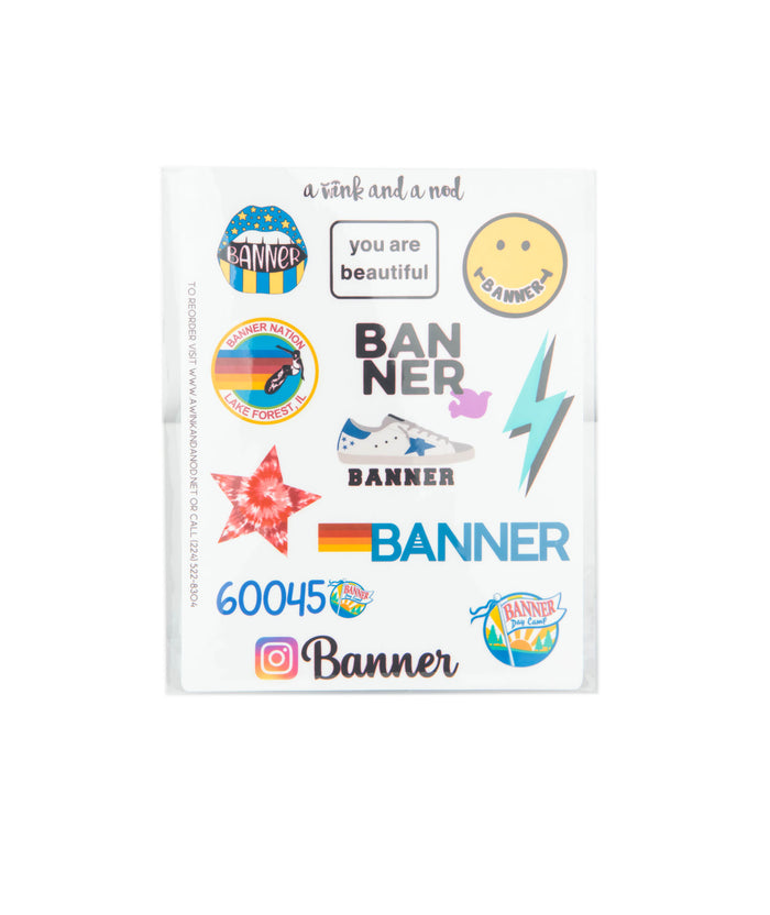 A Wink and a Nod Vinyl Sticker Set of 12 Distressed/seasonal accessories A Wink and a Nod Multi Banner