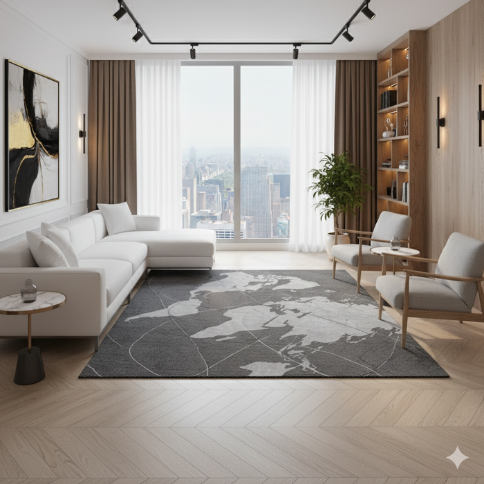 Abstract Globe Lines Area Rug