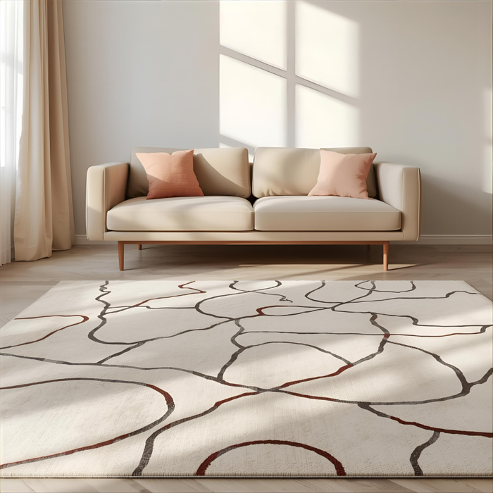Abstract Map Lines Area Rug
