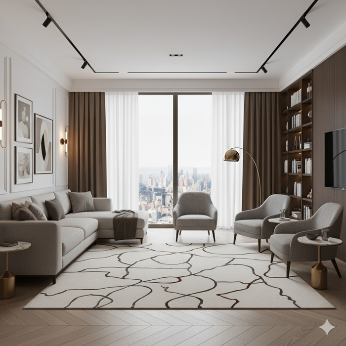Abstract Map Lines Area Rug