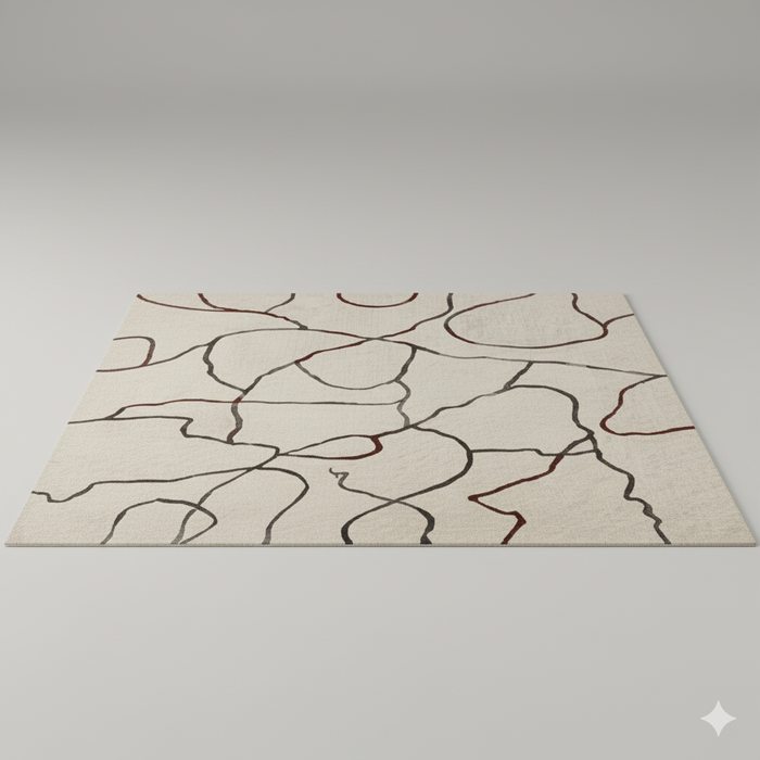 Abstract Map Lines Area Rug