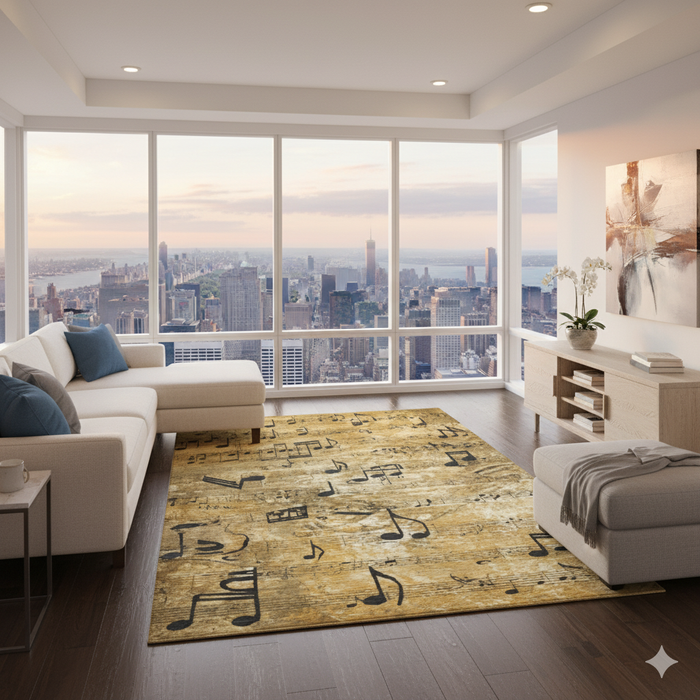 Abstract Music Notes Area Rug
