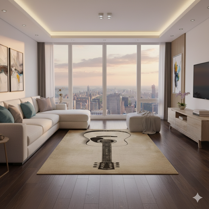 Acoustic Guitar Sketch Area Rug