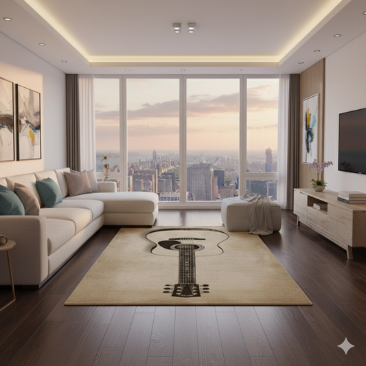 Acoustic Guitar Sketch Area Rug