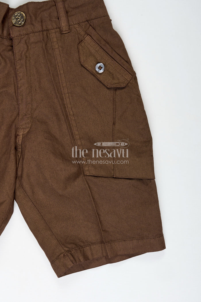 The Nesavu Boys Casual Set Adventure Theme Shirt and Shorts Outfit for Baby Boys Nesavu Nesavu Boys Travel Graphic Cotton Set Shirt Shorts Cap Accessories Toddler Explorers