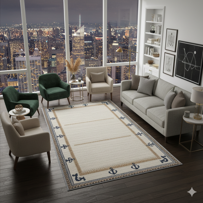 Anchor & Rope Border Area Rug