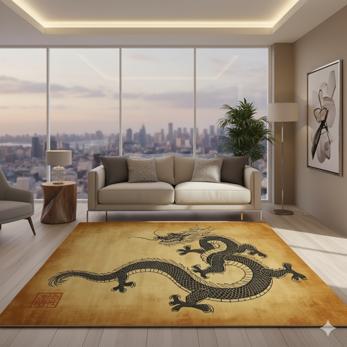 Ancient Scroll Dragon Area Rug