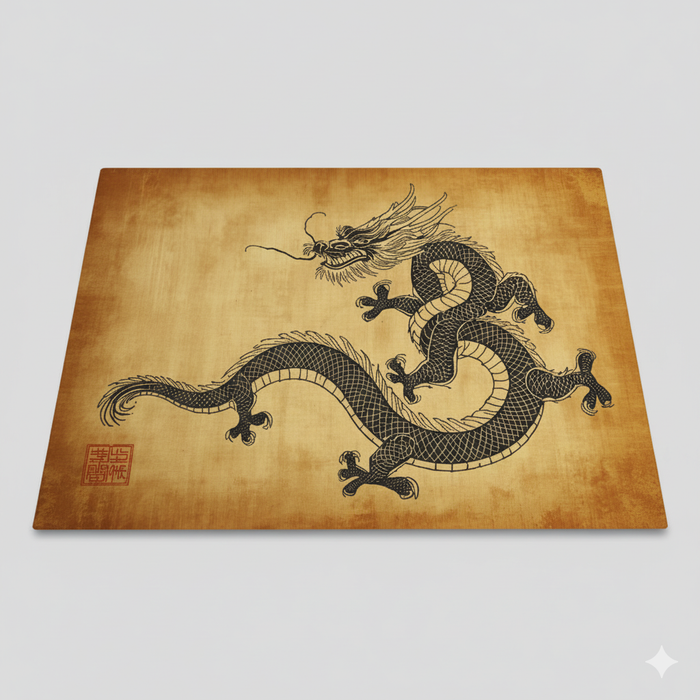 Ancient Scroll Dragon Area Rug