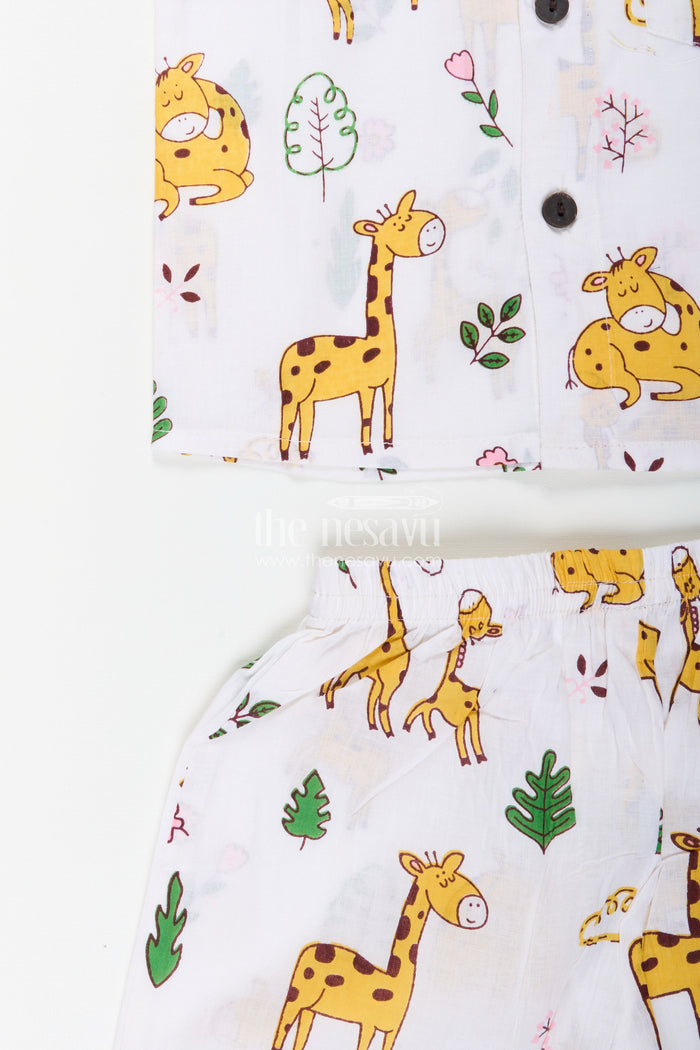 The Nesavu Boys Casual Set Animal print cotton co-ord for toddler boys’ daily dressing Nesavu Nesavu toddler boys cotton co-ord set giraffe animal print  fun outfit playdates outings